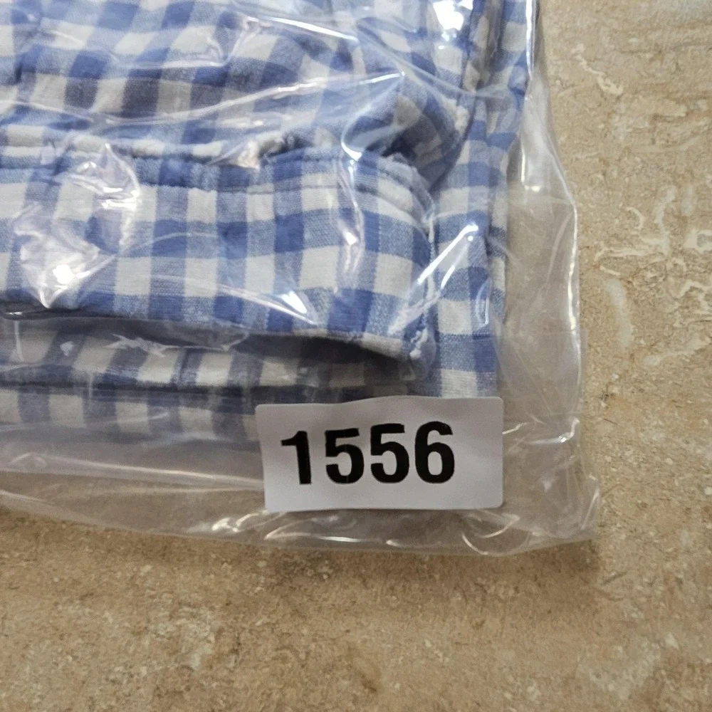 J Jill Linen Stretch Pants Women L Blue Gingham Check‎ Crop Cottagecore Picnic